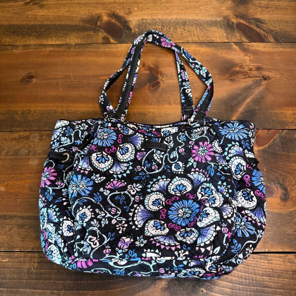 Vera Bradley Retired Bramble Glenna Satchel Shoulder Bag Purse Blue Purple